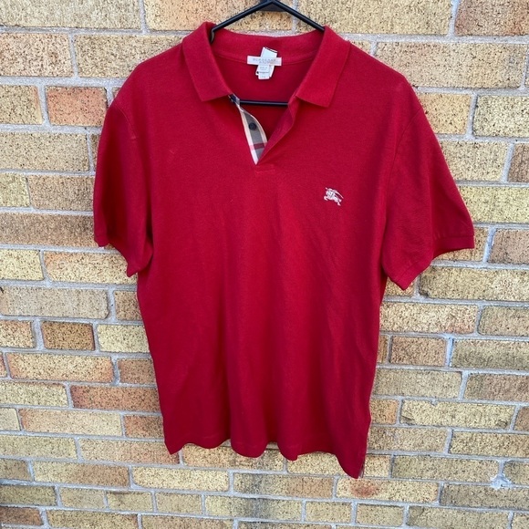 Vintage Burberry Polo Shirt XL Red - Picture 4 of 7